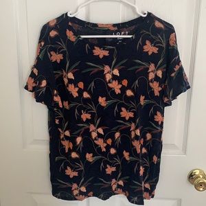 LOFT Maternity floral ruffle sleeve linen tee